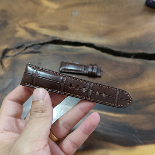 Alligator Panerai Watch Strap Handmade | Bespoke Chocolate Brown Watch Band for Men | Leather Strap | Luxury Gift