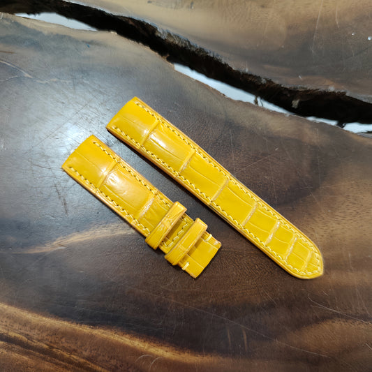 Yellow Alligator Leather Watch Strap by Thor Leather Craft - detail view 2