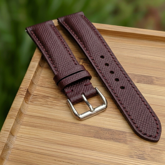 Epsom Watch Strap Handmade | Bespoke Bordeaux Watch Band for Men | Leather Strap | Luxury Gift