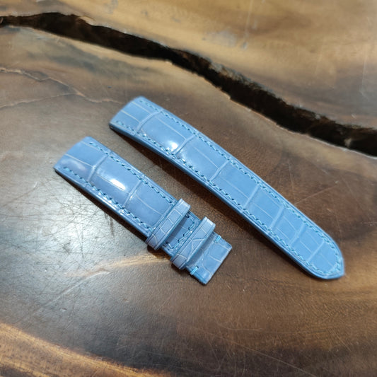 Skyblue Alligator Leather Watch Strap by Thor Leather Craft - detail view 2