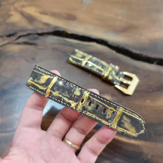 Alligator Panerai Watch Strap Handmade | Bespoke Gold Watch Band for Men | Leather Strap | Luxury Gift