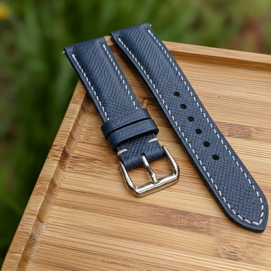 Epsom Watch Strap Handmade | Bespoke Navy Blue Watch Band for Men | Leather Strap | Luxury Gift