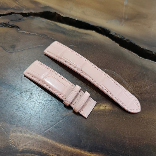 Pink Alligator Leather Watch Strap by Thor Leather Craft - detail view 2