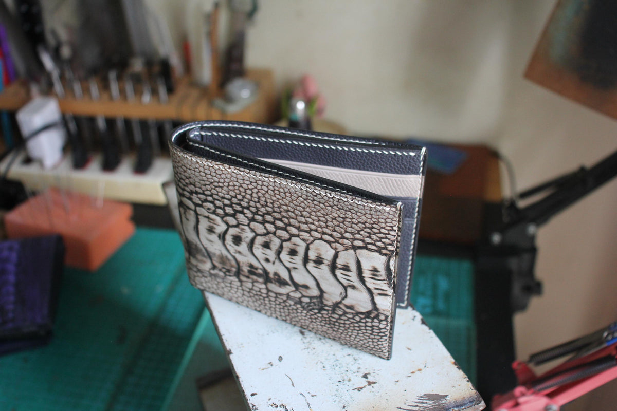 Ostrich Leg Bifold Wallet by Thor Leather Craft - detail view 3
