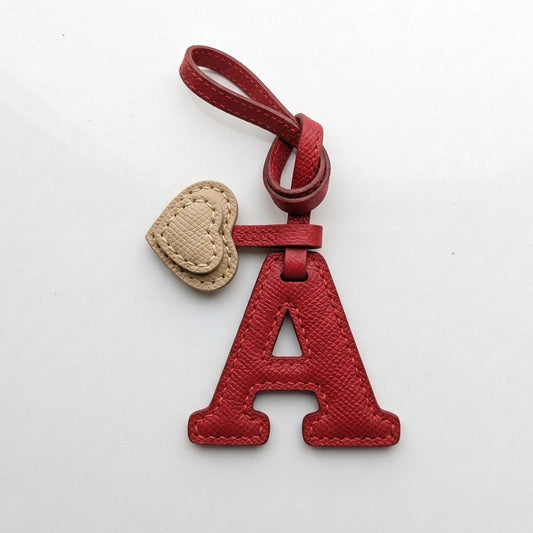Letter A Textured Calfskin Bag Charm by Thor Leather Craft - detail view 2