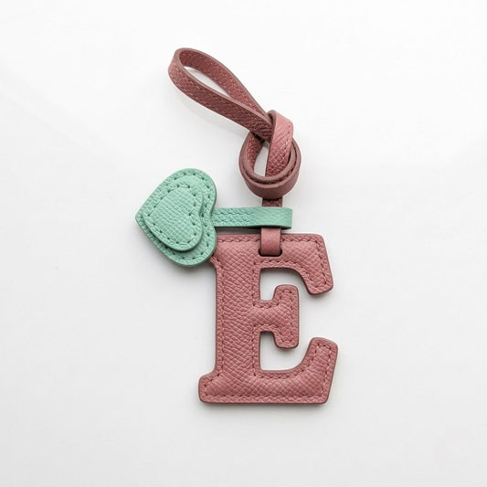 Letter E Textured Calfskin Bag Charm by Thor Leather Craft - detail view 2