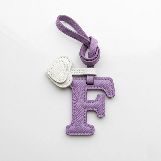 Letter F Textured Calfskin Bag Charm by Thor Leather Craft - detail view 2