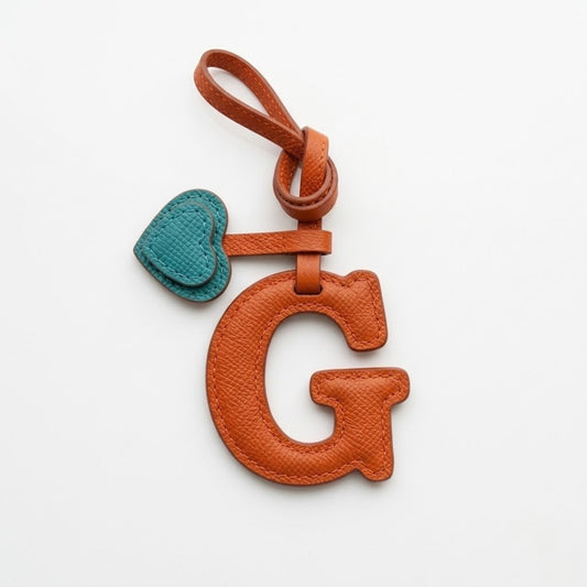 Letter G Textured Calfskin Bag Charm by Thor Leather Craft - detail view 2