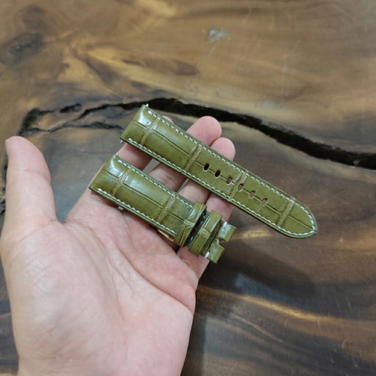 Alligator Panerai Watch Strap Handmade | Bespoke Olive Watch Band for Men | Leather Strap | Luxury Gift