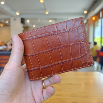 Genuine Alligator Bifold Wallet, Hand Stitched, Personalized