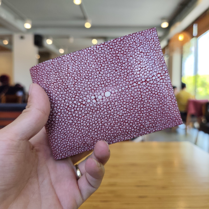 Stingray Bifold Wallet, Burgundy Stingray Leather Saddle Stitched, Name