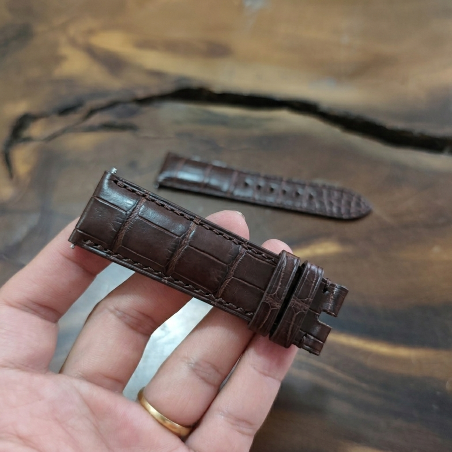 Alligator Panerai Watch Strap Handmade | Bespoke Chocolate Brown Watch Band for Men | Leather Strap | Luxury Gift