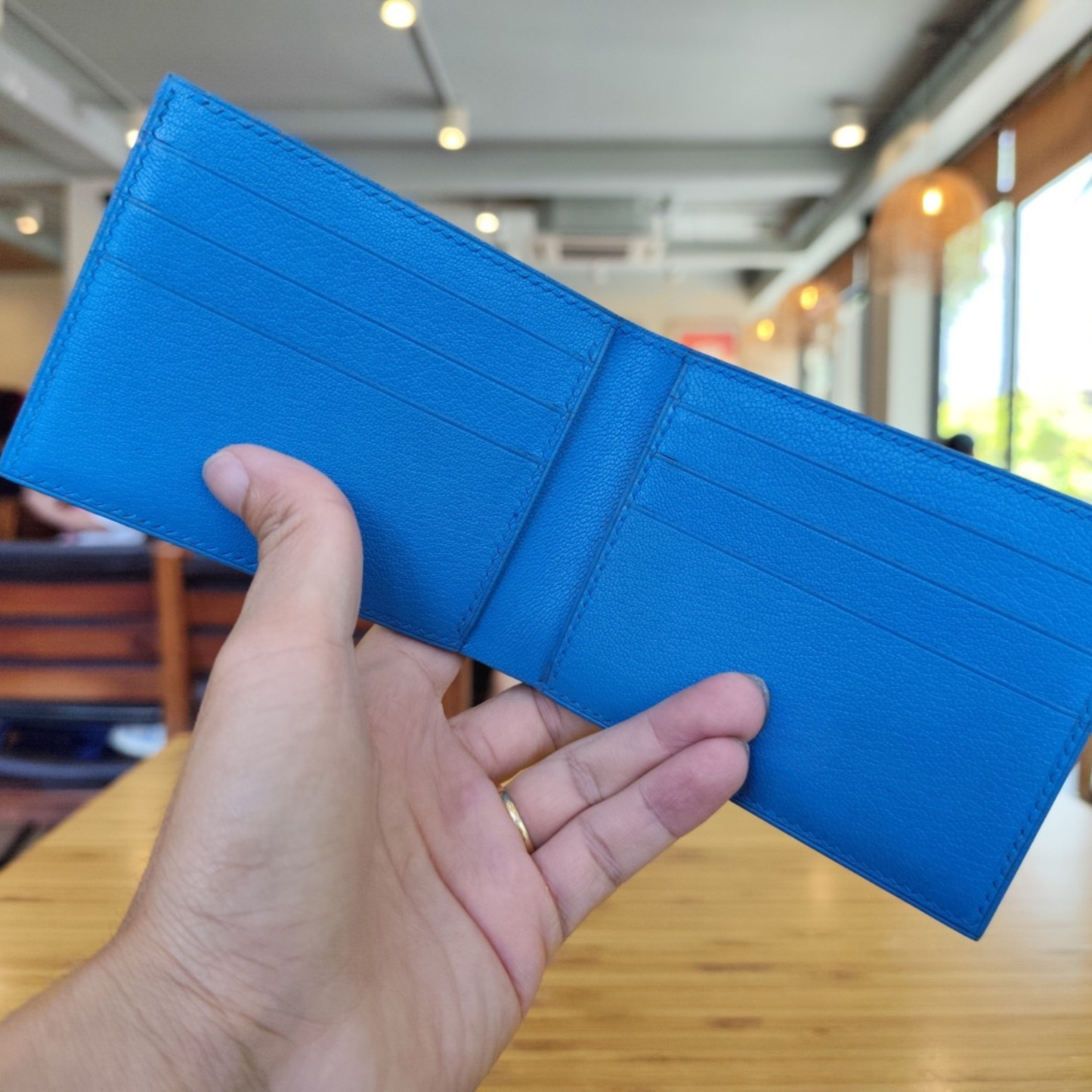 Electric Blue Stingray Wallet, Hand Stitched, Personalized Wallet