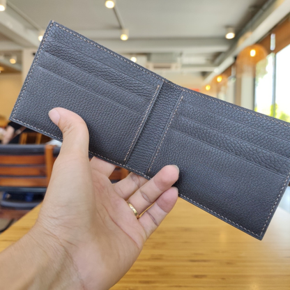 Grey Lizard Wallet, Saddle Stitched, Personalized Bifold Wallet