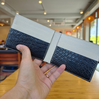 Dark Gray Alligator , Bifold Wallet, Hand Stitched, Personalized