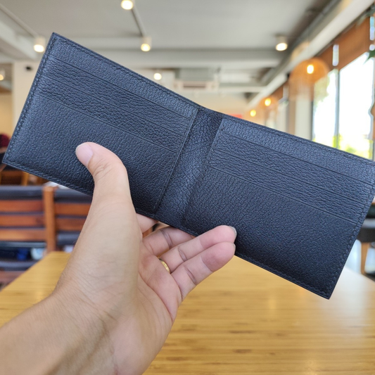 Black Stingray Bifold Wallet, Handstitched Exotic Leather, Engraved