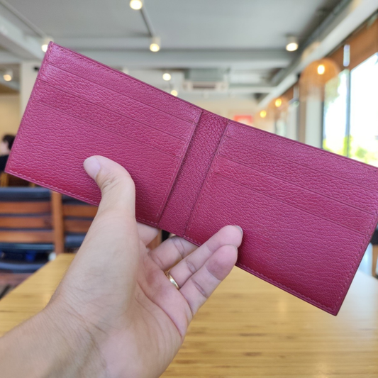 Stingray Bifold Wallet, Burgundy Stingray Leather Saddle Stitched, Name