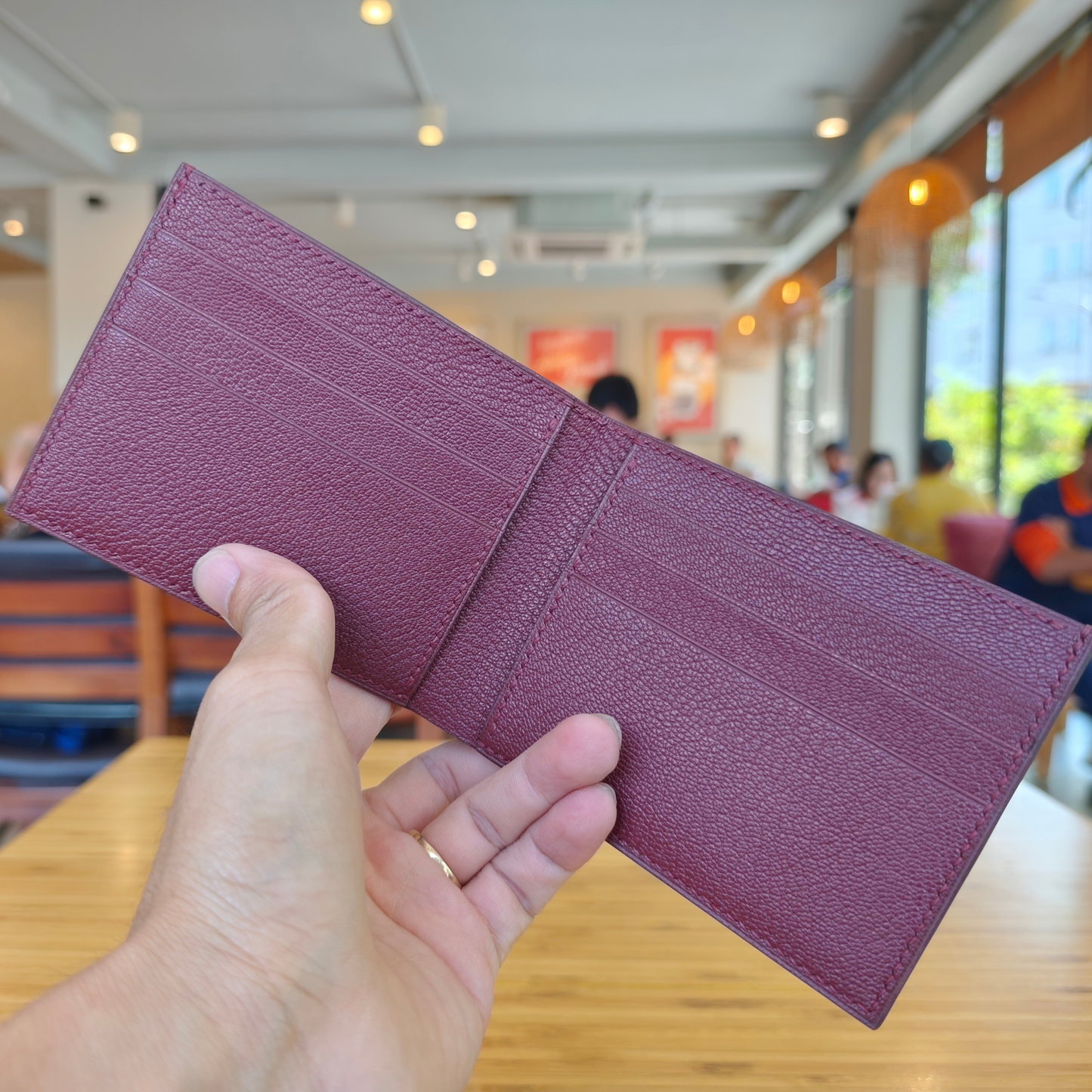 Purple Bifold Wallet, Alligator Leather Handstitched, Custom Engraving