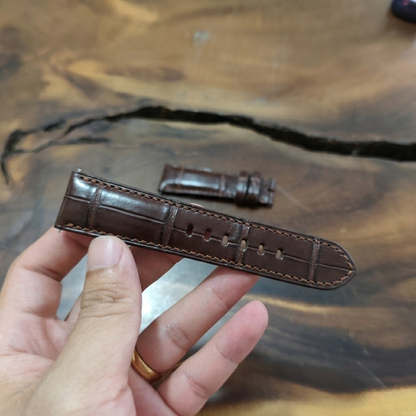 Alligator Panerai Watch Strap Handmade | Bespoke Chocolate Brown Watch Band for Men | Leather Strap | Luxury Gift