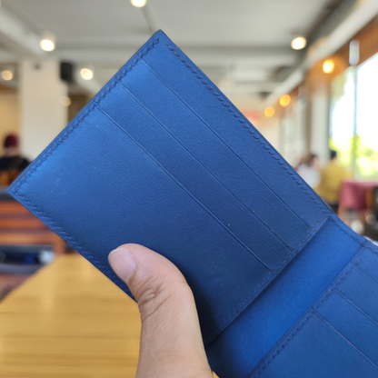 Stingray Wallet, Navy Blue Stingray Saddle Stitched, Custom Name