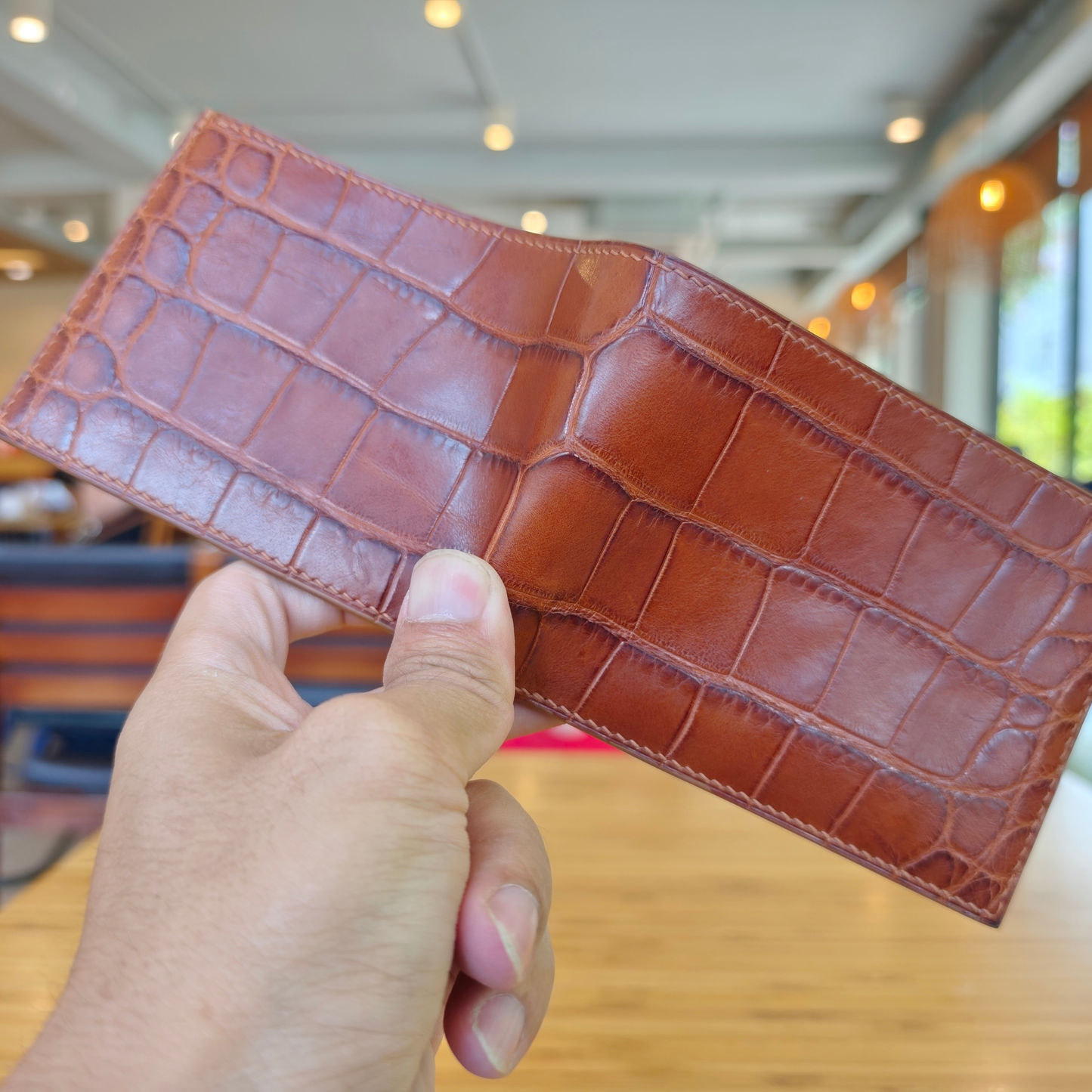 Genuine Alligator Bifold Wallet, Hand Stitched, Personalized
