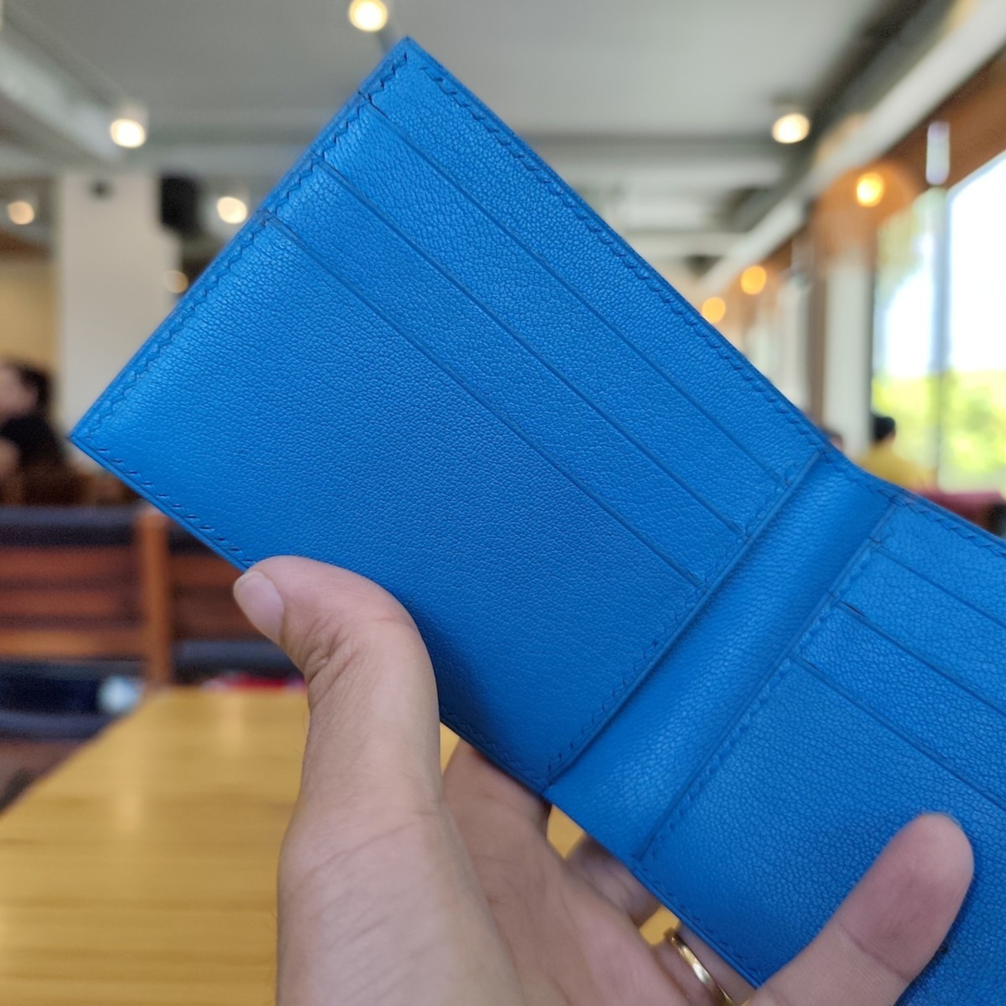 Electric Blue Stingray Wallet, Hand Stitched, Personalized Wallet