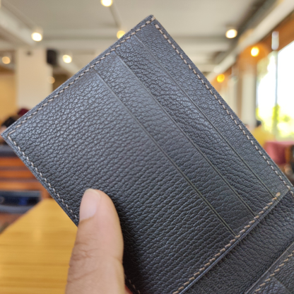 Grey Lizard Wallet, Saddle Stitched, Personalized Bifold Wallet