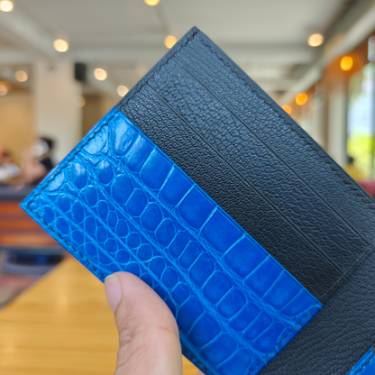Electric Blue Wallet, Hand Stitched Alligator, Personalized