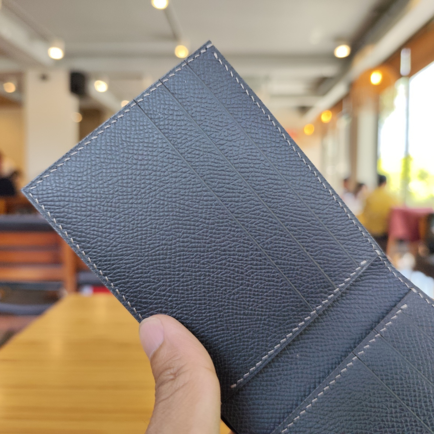 Black Bifold Wallet, Epsom Leather, Hand Stitched, Personalized