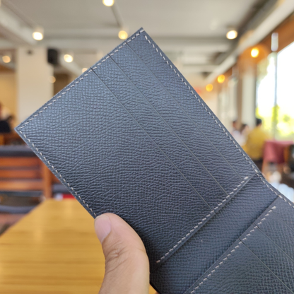 Black Bifold Wallet, Epsom Leather, Hand Stitched, Personalized