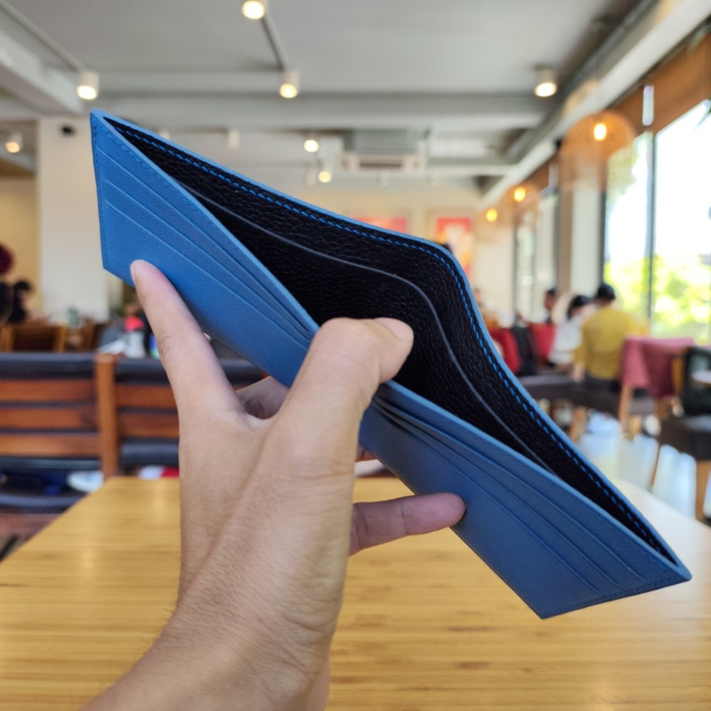 Electric Blue Stingray Wallet, Hand Stitched, Personalized Wallet