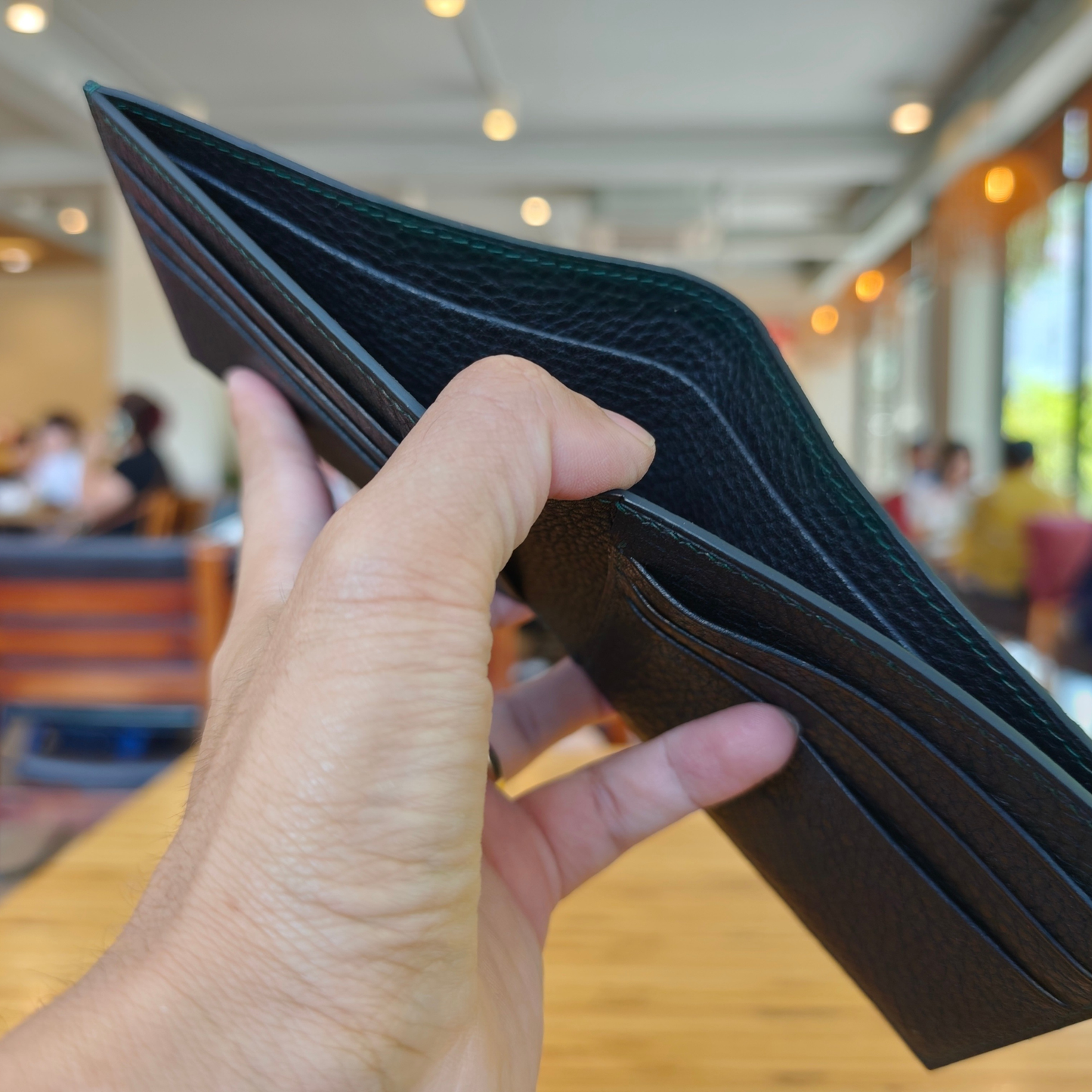 Leather Wallet, Alligator Hand Stitched, Personalized Bifold Wallet