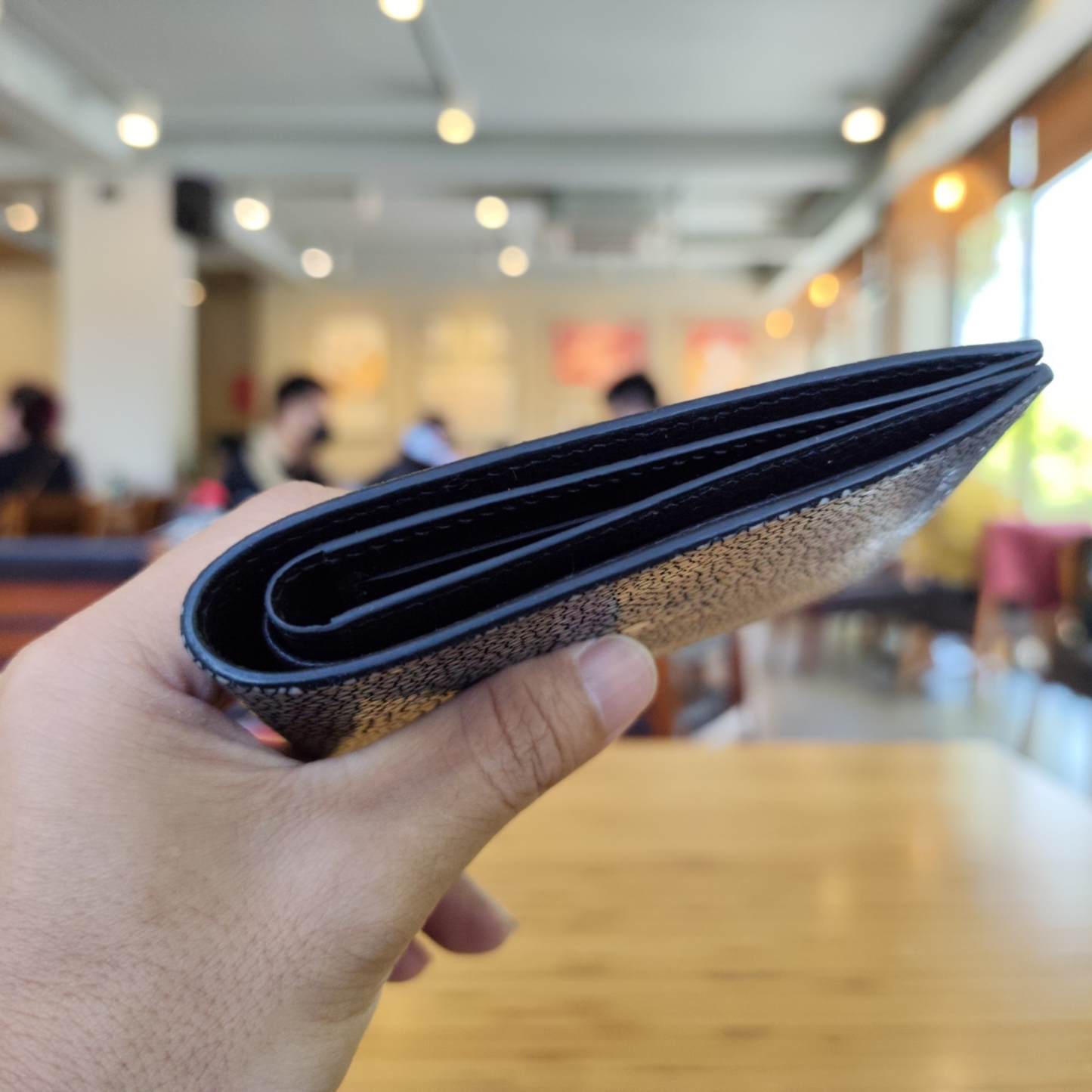 Black Stingray Bifold Wallet, Handstitched Exotic Leather, Engraved