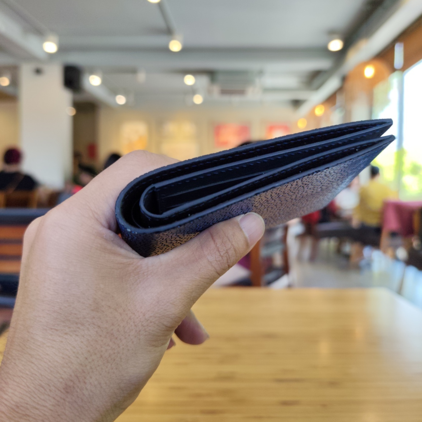 Stingray Wallet, Navy Blue Stingray Saddle Stitched, Custom Name