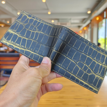 Leather Wallet, Gold Alligator, Hand Stitched, Personalized Wallet