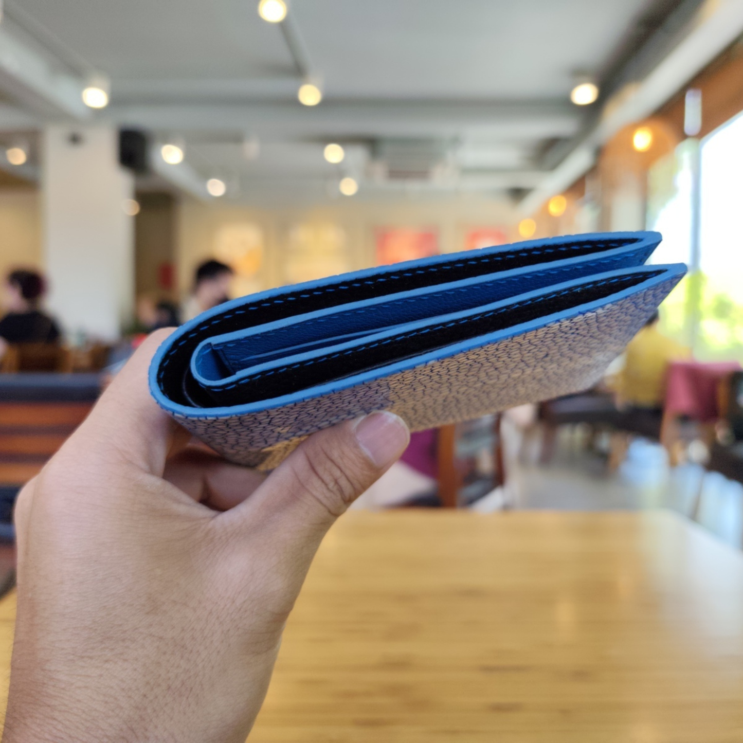 Electric Blue Stingray Wallet, Hand Stitched, Personalized Wallet