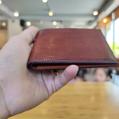 Brown Lizard Wallet, Hand Stitched, Personalized Bifold Wallet