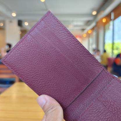 Purple Bifold Wallet, Alligator Leather Handstitched, Custom Engraving