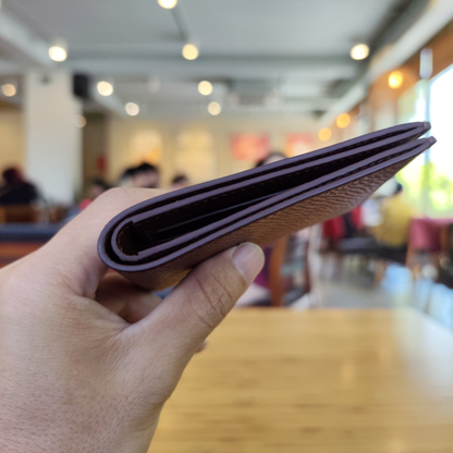 Burgundy Leather Bifold Wallet, Handmade, Saddle Stitched