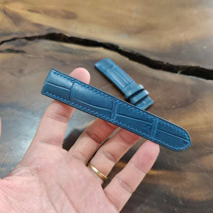 Alligator Watch Strap Handmade | Bespoke Teal Watch Band for Men | Leather Strap | Luxury Gift