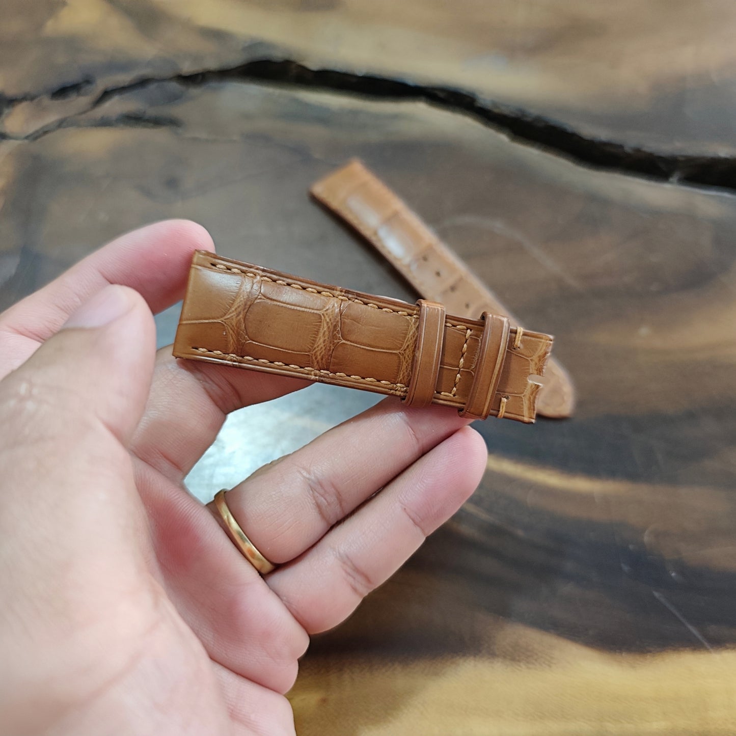 Alligator Watch Strap Handmade | Bespoke Brown Watch Band for Men | Leather Strap | Luxury Gift