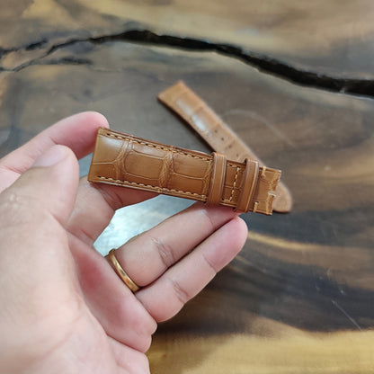 Alligator Watch Strap Handmade | Bespoke Brown Watch Band for Men | Leather Strap | Luxury Gift