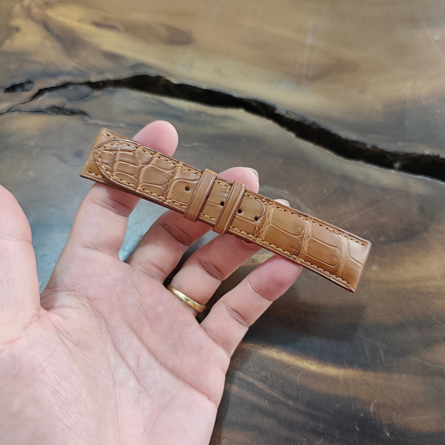Alligator Watch Strap Handmade | Bespoke Brown Watch Band for Men | Leather Strap | Luxury Gift