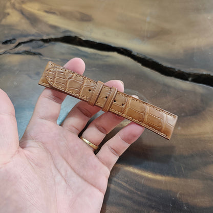 Alligator Watch Strap Handmade | Bespoke Brown Watch Band for Men | Leather Strap | Luxury Gift