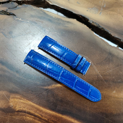 Alligator Watch Strap Handmade | Bespoke Navy Blue Watch Band for Men | Leather Strap | Luxury Gift