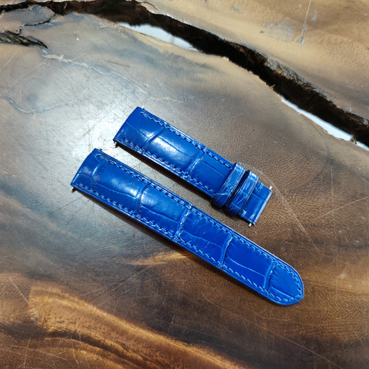 Navy Blue Alligator Leather Watch Strap - Style 2 by Thor Leather Craft