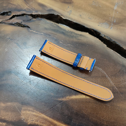 Alligator Watch Strap Handmade | Bespoke Navy Blue Watch Band for Men | Leather Strap | Luxury Gift