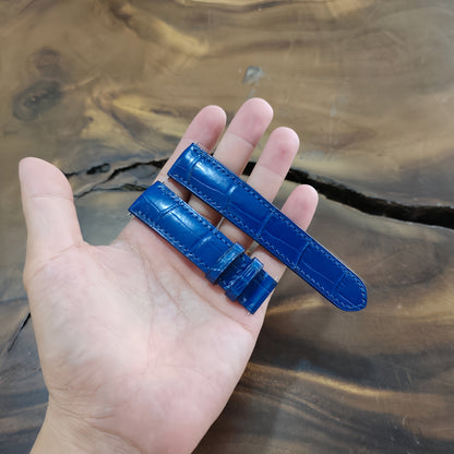 Alligator Watch Strap Handmade | Bespoke Navy Blue Watch Band for Men | Leather Strap | Luxury Gift