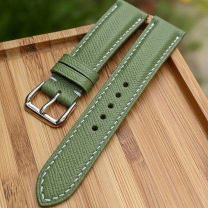 Epsom Watch Strap Handmade | Bespoke Green Avocado Watch Band for Men | Leather Strap | Luxury Gift