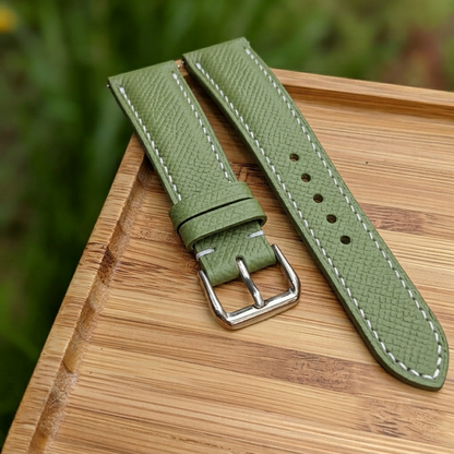 Epsom Watch Strap Handmade | Bespoke Green Avocado Watch Band for Men | Leather Strap | Luxury Gift